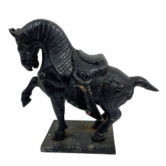 VTG Horse Sculpture Black Painted Decorative Statue Paperweight 2 LBS 1.1 OZ - Picture 5 of 8